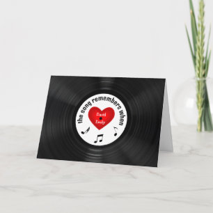 Jubiläums-Schallplatte aus schwarzem Vinyl mit Son Karte