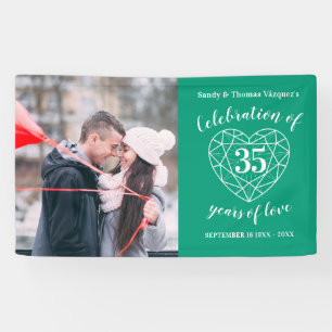 Jubiläums Smaragdgrünes Herz personalisiertes Foto Banner