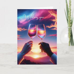 Jubiläums-Wein-Toast bei Sonnenuntergang Karte