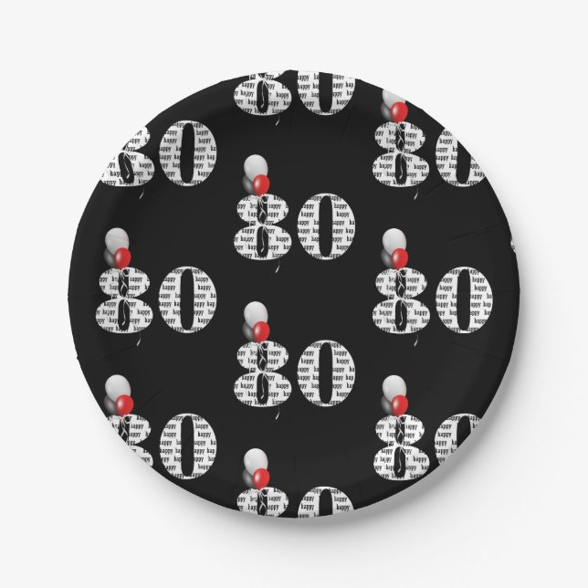 Jubiläumsballons auf schwarz pappteller (Vorderseite)