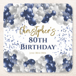 Jubiläumsballons der 80. rechteckiger pappuntersetzer