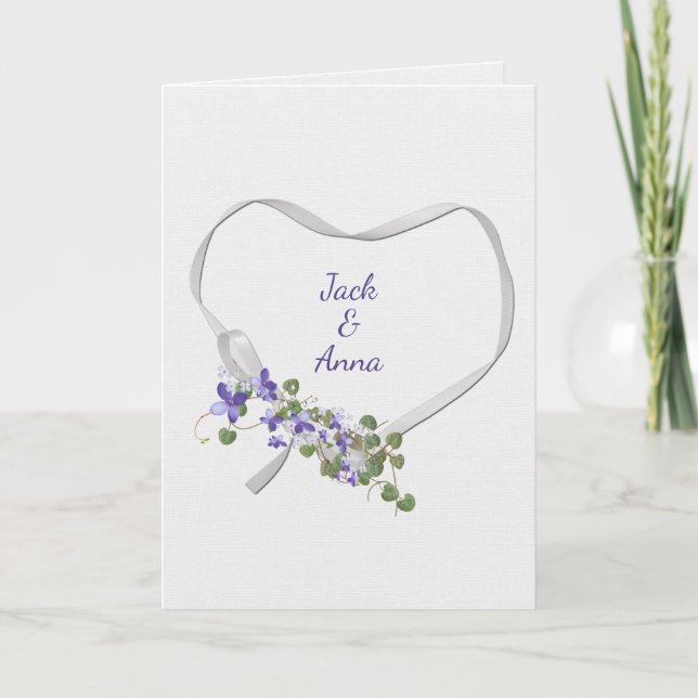 Jubiläumsband Herz mit Blume-Karte Karte (Vorderseite)