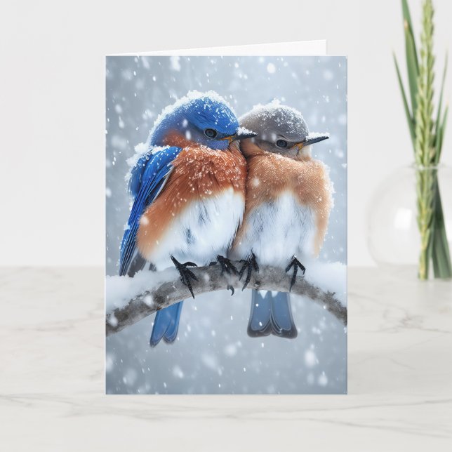 Jubiläumsbluebirts im Schnee Karte (Vorderseite)
