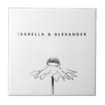 Jubiläumsfeier der personalisierten White Floral L Fliese<br><div class="desc">Diese personalisierte Keramik-Kachel ist elegant und zeitlos und weist eine handgezeichnet botanische Illustration auf, gepaart mit moderner minimalistischer Typografie. Diese Kachel ist perfekt als Dekorationsstück, Hochzeitsnacht oder Zuhause-Akzent geeignet und eignet sich gut als Geschenk für Paare, Neuvermählte oder Naturliebhaber, die ein raffiniertes, zeitgenössisches Design schätzen. Zeigen Sie es als Untersetzer,...</div>