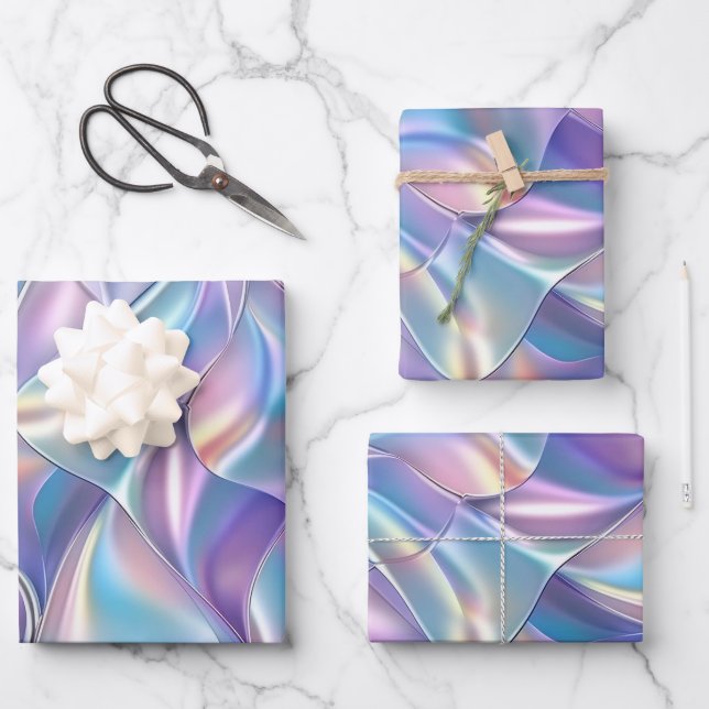 Jubiläumsfeier Geburtstag Iridescent Metallic 6 Geschenkpapier Set (Vorderseite)