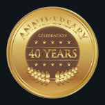 Jubiläumsfeier Gold Medaille Magnet<br><div class="desc">40 Jahre Jubiläum Gold Award mit einem Lorbeerkranz.</div>