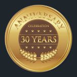 Jubiläumsfeier Gold Medaille Magnet<br><div class="desc">30 Jahre Jubiläum feiern Gold Award mit einem Lorbeerkranz.</div>