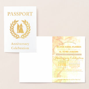 Jubiläumsfeier Goldener Reisepass Folienkarte