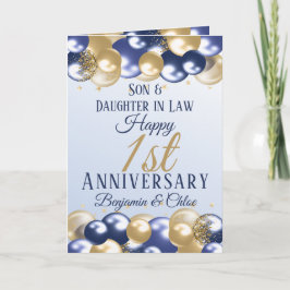 Jubiläumsfeier Son Daughter Navy Gold Karte