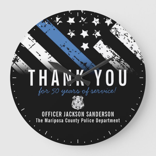 Jubiläumsflagge der Polizei Große Wanduhr (Vorderseite)