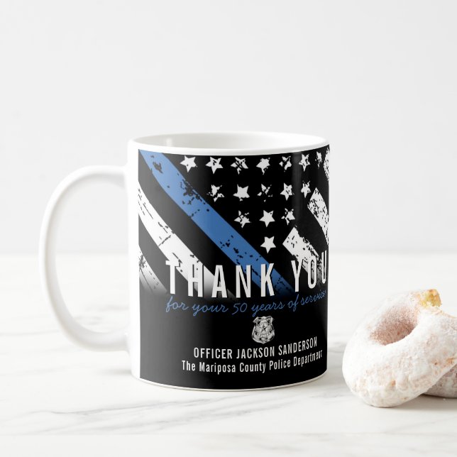 Jubiläumsflagge der Polizei Kaffeetasse (Mit Donut)