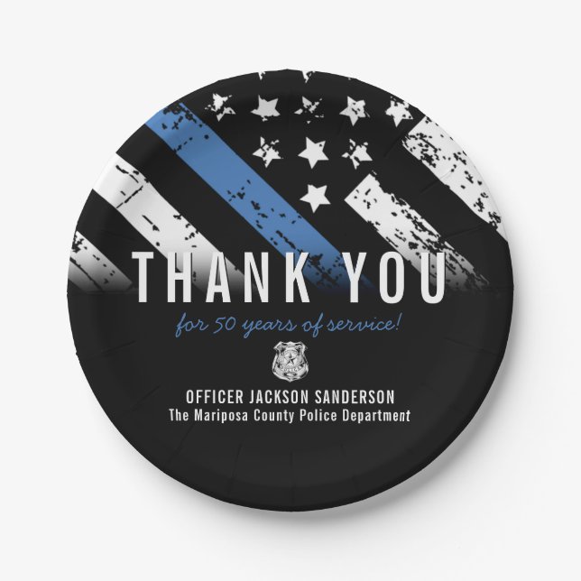 Jubiläumsflagge der Polizei Pappteller (Vorderseite)