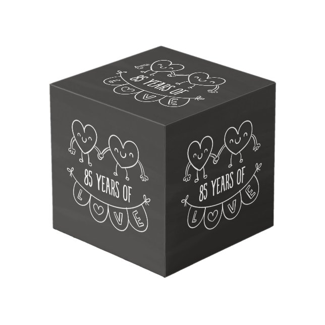 Jubiläumsgeschenk Chalk Hearts Würfel (Vorderseite Schrägansicht)