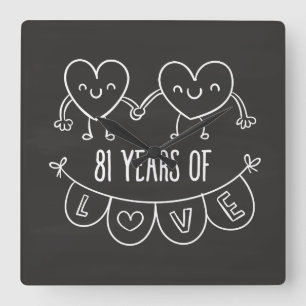 Jubiläumsgeschenk Chalk Herz Quadratische Wanduhr