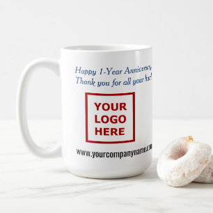 Jubiläumsgeschenk für Mitarbeiter - Firmenlogo  Kaffeetasse
