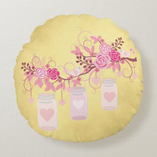 Jubiläumsgeschenk Gold und Rosa Rundes Kissen