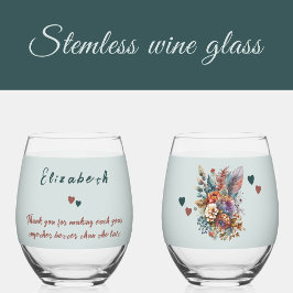 Jubiläumsgeschenk zum Ehefrau von Blumengrün Weinglas Ohne Stiel