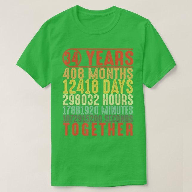 Jubiläumsgeschenke für ihr 34. Paar T-Shirt (Design vorne)
