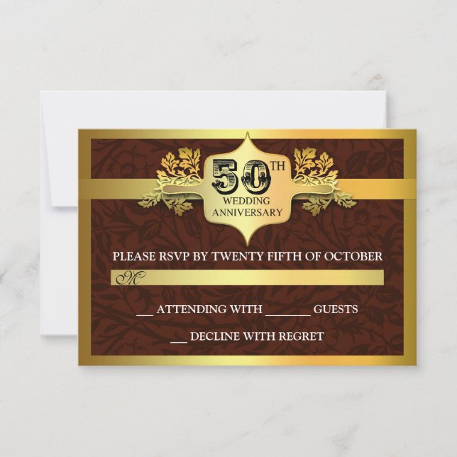 Jubiläumsgoldene RSVP-Karten RSVP Karte (Vorderseite)