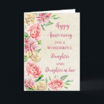 Jubiläumsjahr: Floral Daughter & Tochter Karte<br><div class="desc">Glückliche Hochzeitskarte für Tochter und Tochter im Jura mit wunderschönen Aquarellfarben Vintage Blume,  rustikalen Einbrüchen und sentimentalem Vers.</div>