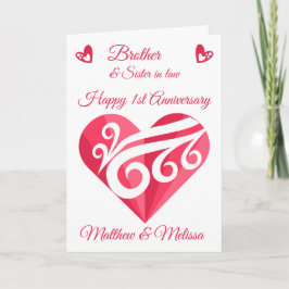 Jubiläumsjubiläum Pink Heart Card für Bruder 1. Ho Karte