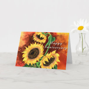 Jubiläumskarte Drei Sonnenblumen Malerei Karte