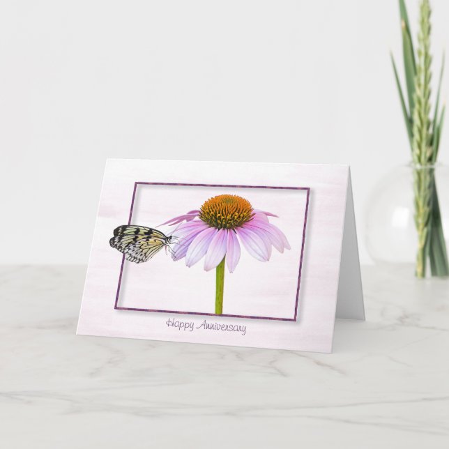 Jubiläumskarte für den Schmetterling auf der Blume Karte (Vorderseite)