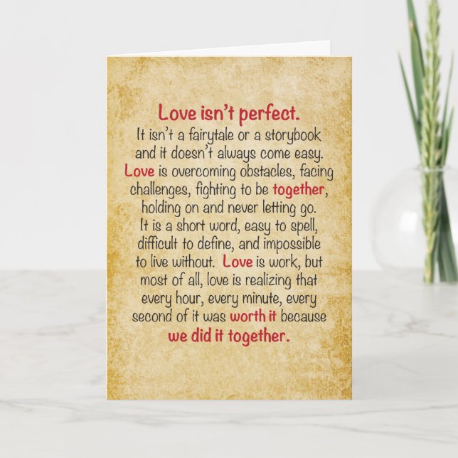 Jubiläumskarte Liebe ist nicht perfekt Karte (Vorderseite)