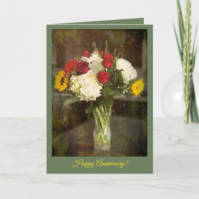 Jubiläumskarte mit Bouquet von Blume Karte (Vorderseite)