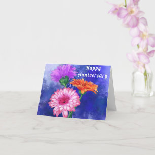 Jubiläumskarte mit Drei-Farben-Gerberas Karte