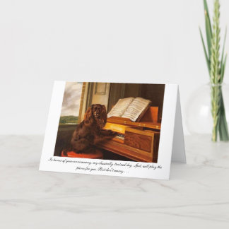 Jubiläumskarte mit Hund und Klavier Karte