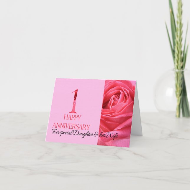 Jubiläumskarte Rosa Rose Karte (Vorderseite)