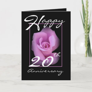 Jubiläumskarte zum 20. Mal mit rosa Rosenknospe Karte