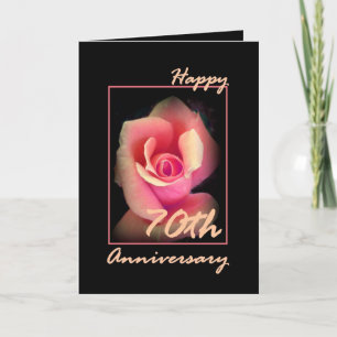 Jubiläumskarte zum 70. Mal mit rosa Rosenknospe Karte