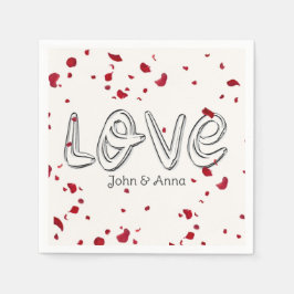 Jubiläumstext mit Rose-Petalen Serviette