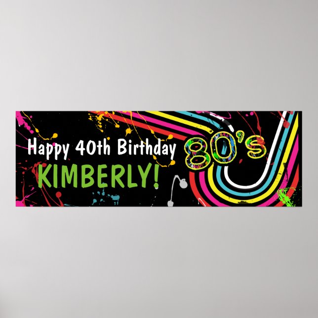 Jubiläumsveranstaltung der 80er Jahre Retro-farben Poster (Vorne)