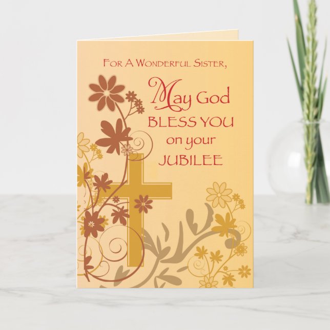Jubilee Anniversary Nun Cross, Wirbel, Blume & L Karte (Vorderseite)