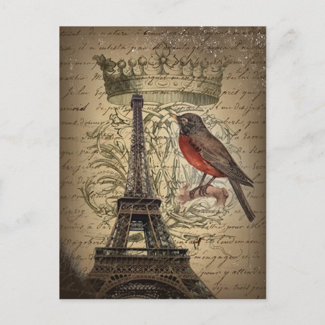 jubilee crown french bird paris eiffel tower postkarte (Vorderseite)