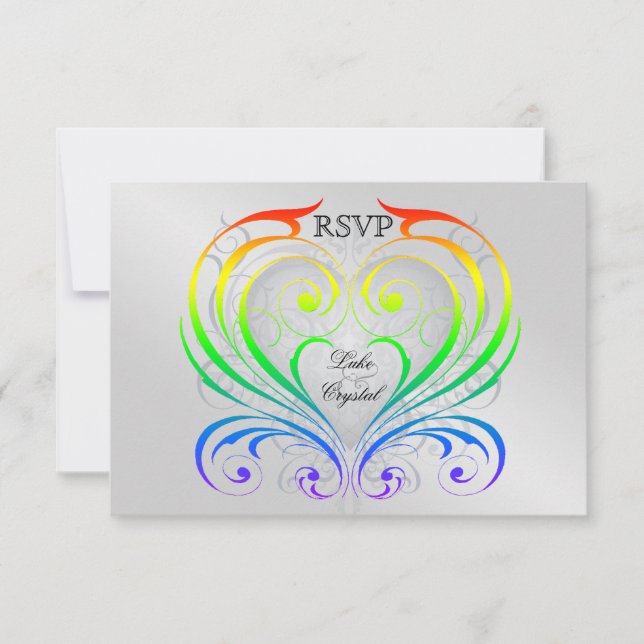 Jubilee Rainbow Heart Rsvp Invitation (Devant)