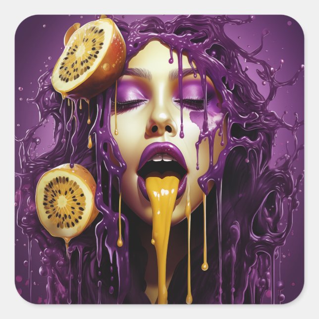 Jucified Passion Fruit Lady Quadratischer Aufkleber (Vorderseite)