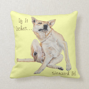 juckender Hund, der Malerei mit lustigem Slogan Kissen