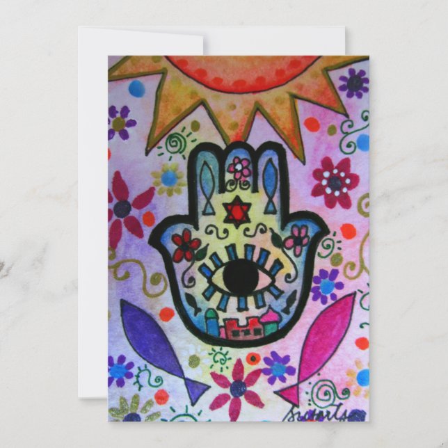 JUDAIC HAMSA BAT BAR MITZVAH INVITATION (Devant)