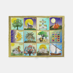 Judaica 12 Tribes of Israel Art Print Fleecedecke