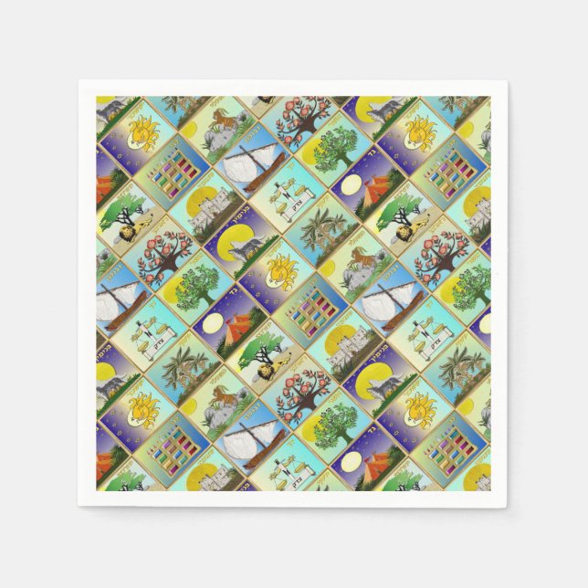 Judaica 12 Tribes of Israel Art Print Serviette (Vorderseite)