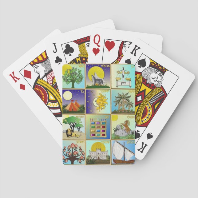Judaica 12 Tribes of Israel Art Print Spielkarten (Rückseite)