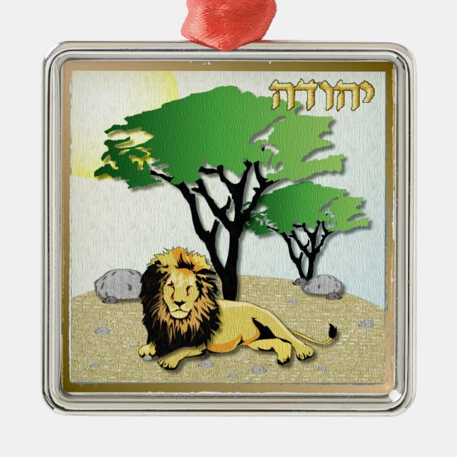 Judaica 12 Tribes Of Israel Judah Ornament Aus Metall (Vorne)