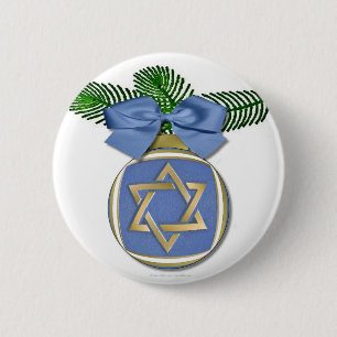 Judaica Chanukka Davidstern Ornamentendruck Button