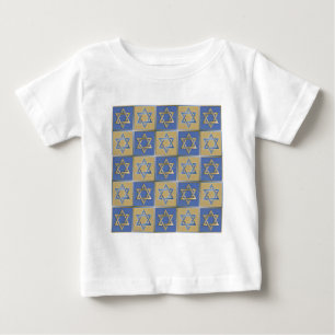 Judaica Davidstern Metall Gold Blau Baby T-shirt