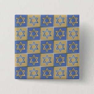 Judaica Davidstern Metall Gold Blau Button