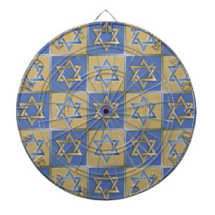 Judaica Davidstern Metall Gold Blau Dartscheibe
